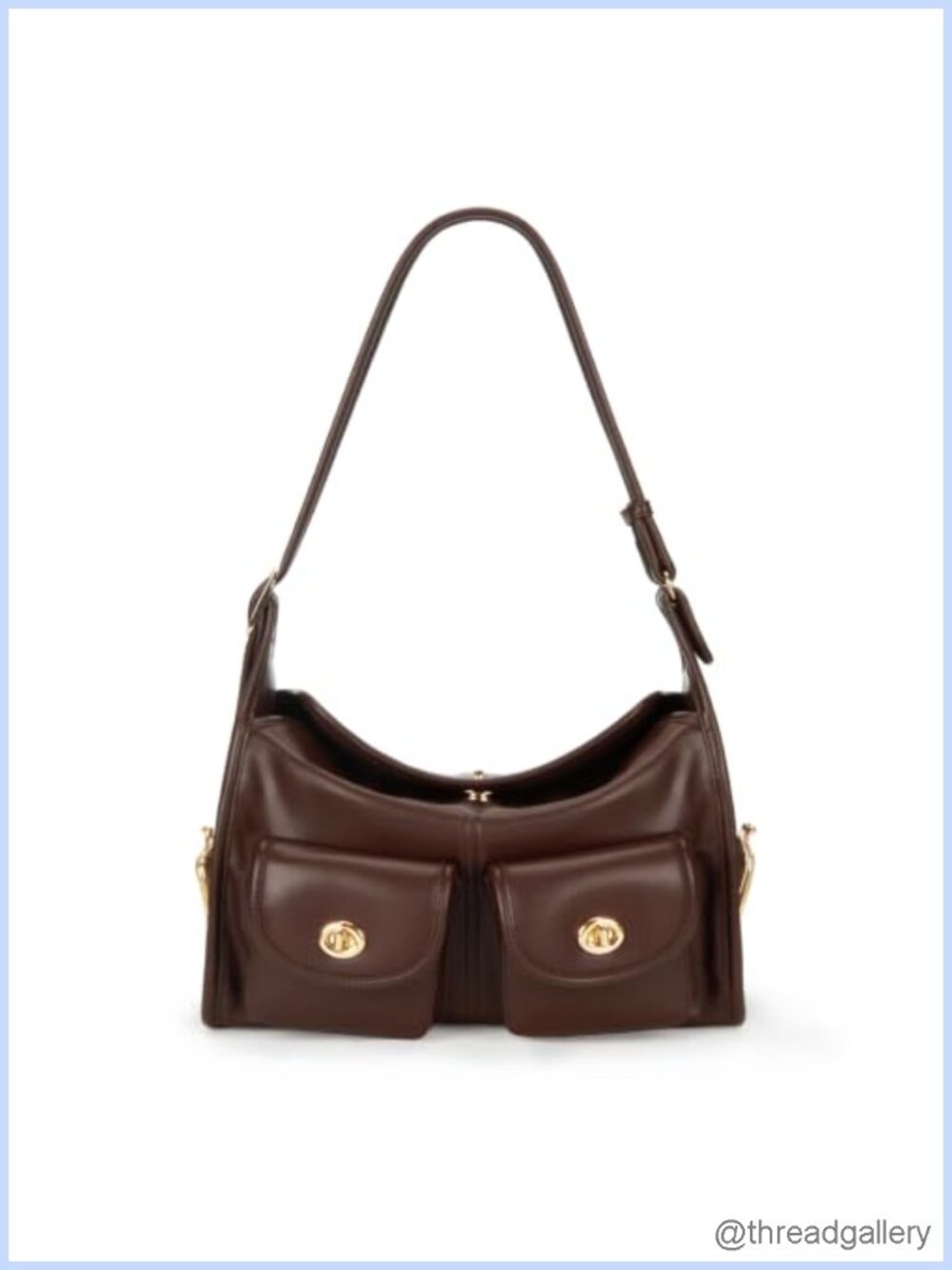 Faux Leather Hobo Shoulder Bag Multi-Pocket Women Large